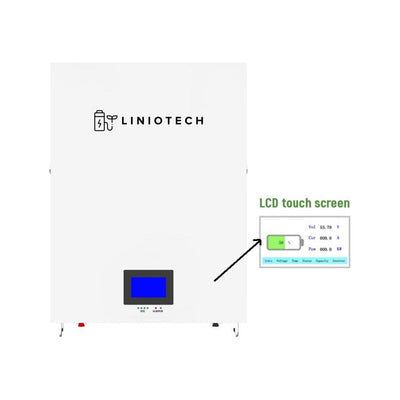 Liniotech 10 KWH 51.2V 200Ah Lifepo4 Power Reserve Power Wall Battery Storage Wall Mounted UL1973 LCD Touch Screen