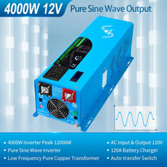 Sungold Power 4000W DC 12V Pure Sine Wave Inverter With Charger LFP4K12V120VSG