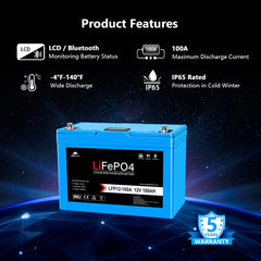 Sungold Power 12V 100AH Lifepo4 Deep Cycle Lithium Battery / Bluetooth /self-heating / IP65 SGP12V100S